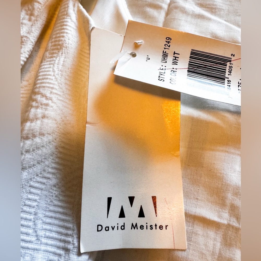 David Meister White Cotton Dress Sz 10 Textured Fully Lined NWT $225 Made in USA - Picture 9 of 14